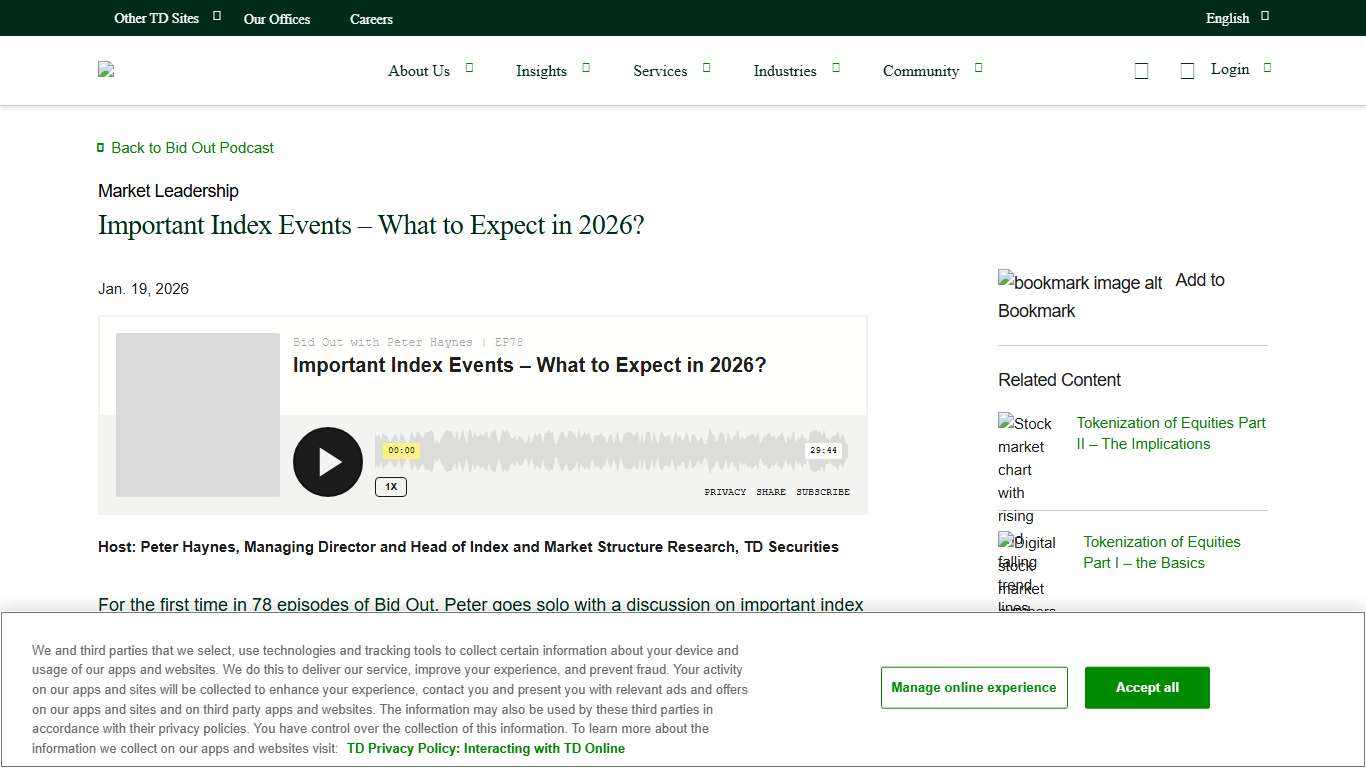 Important Index Events – What to Expect in 2026? | TD Securities